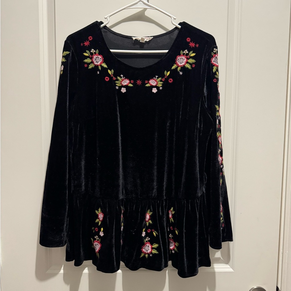 Multicolored Embellished Peplum Blouse